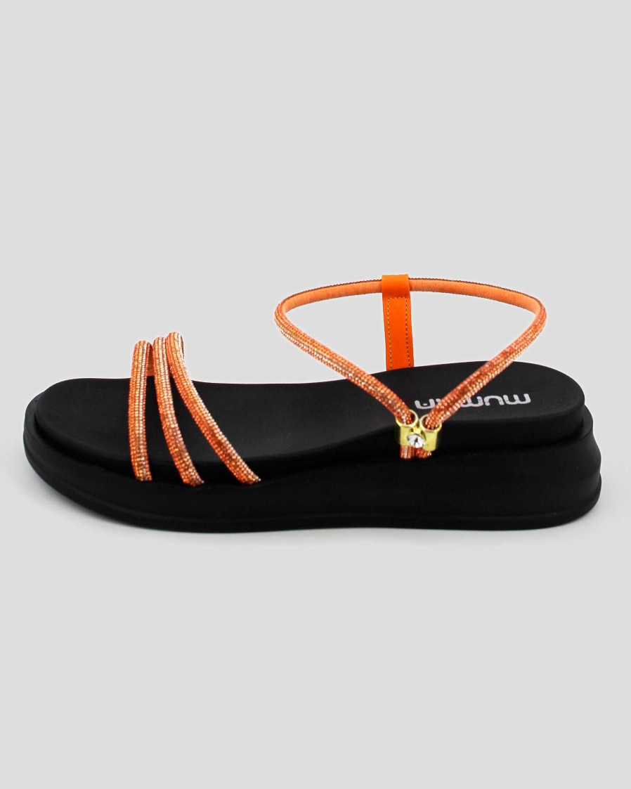 MUJER Mumka | Sandalias Plataforma Piedras Naranja