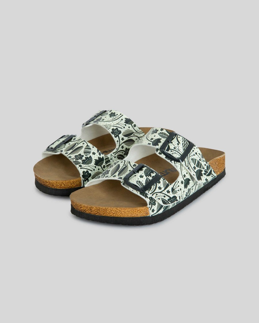 MUJER Mumka | Sandalias de flores en blanco y negro