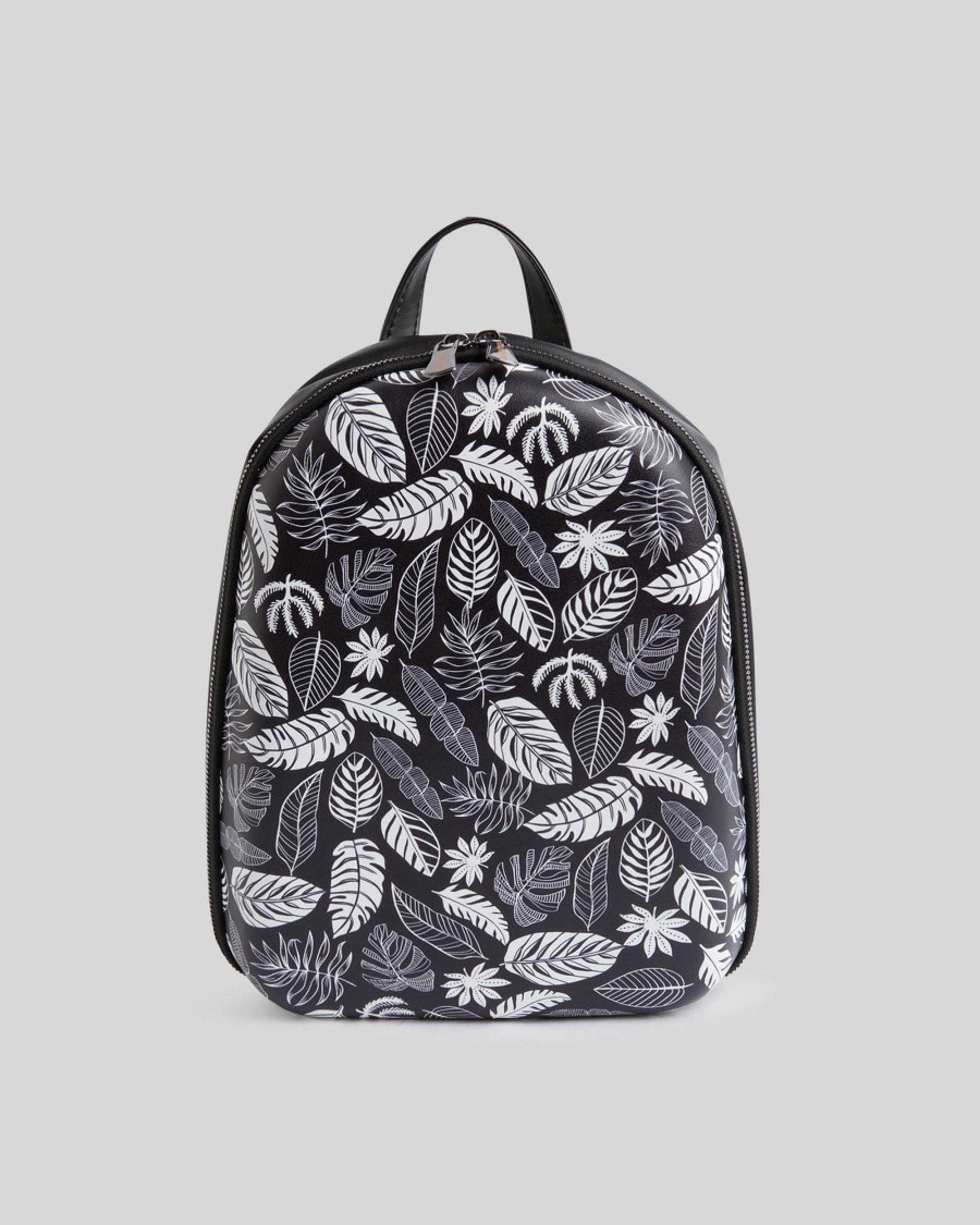 MUJER Mumka | Mochila De Hojas En Blanco Y Negro