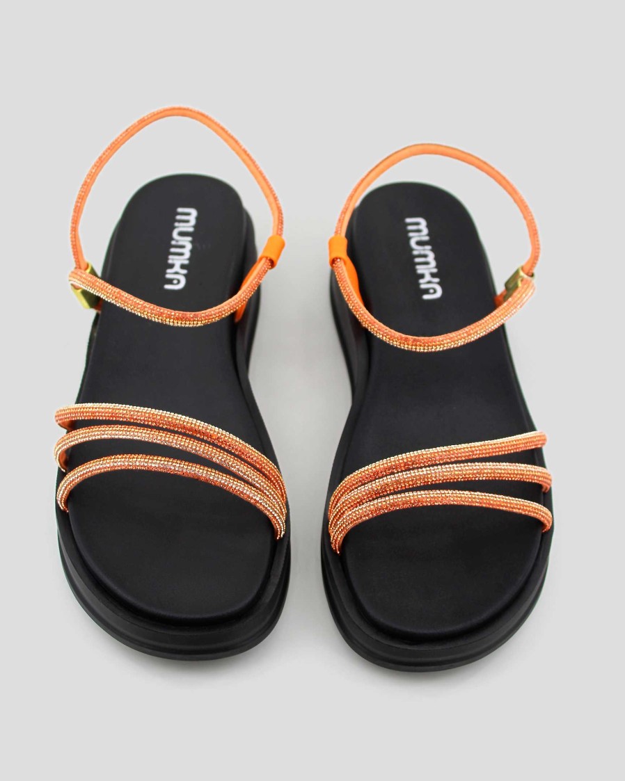 MUJER Mumka | Sandalias Plataforma Piedras Naranja