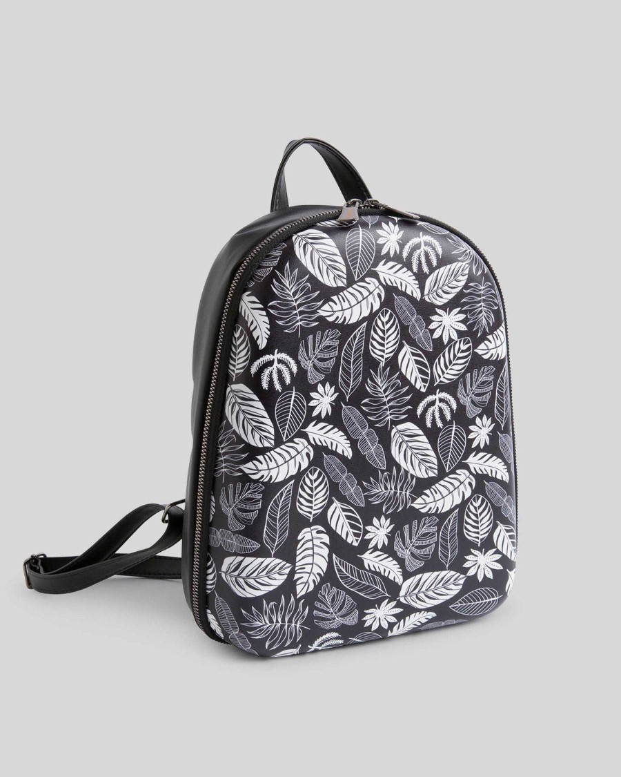 MUJER Mumka | Mochila De Hojas En Blanco Y Negro