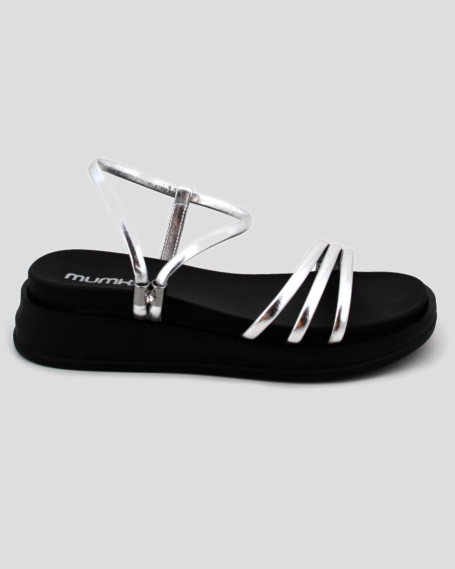 MUJER Mumka | Sandalias plateadas con plataforma