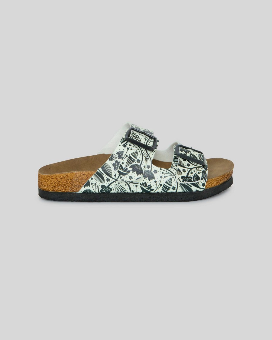 MUJER Mumka | Sandalias de flores en blanco y negro